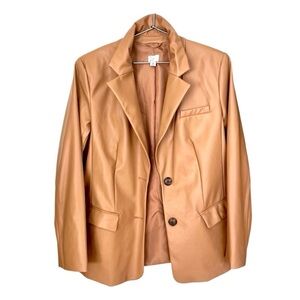 A New Day | Tan Oversized Blazer | Faux Leather Jacket | Women’s Size Medium